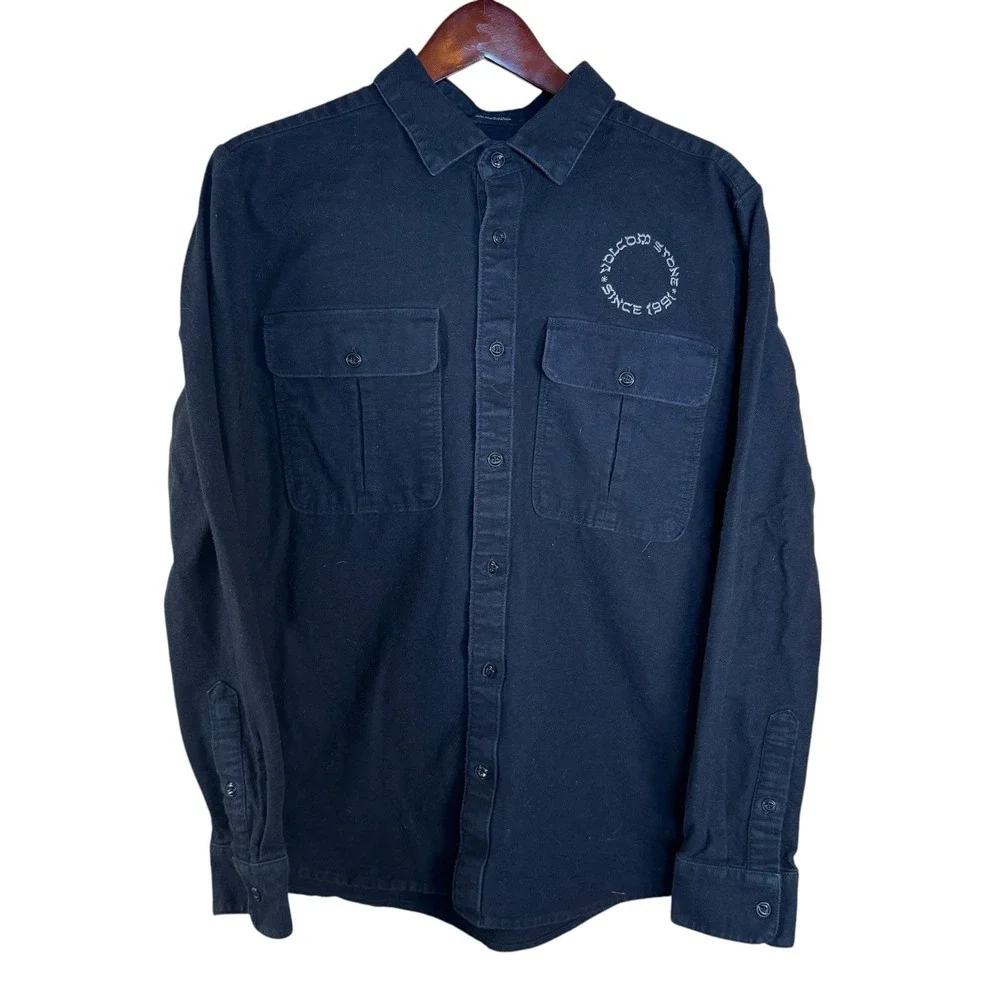 Volcom Minneret Black Flannel Long Sleeve Shirt Button Up Mens‎ Size Med Surfer